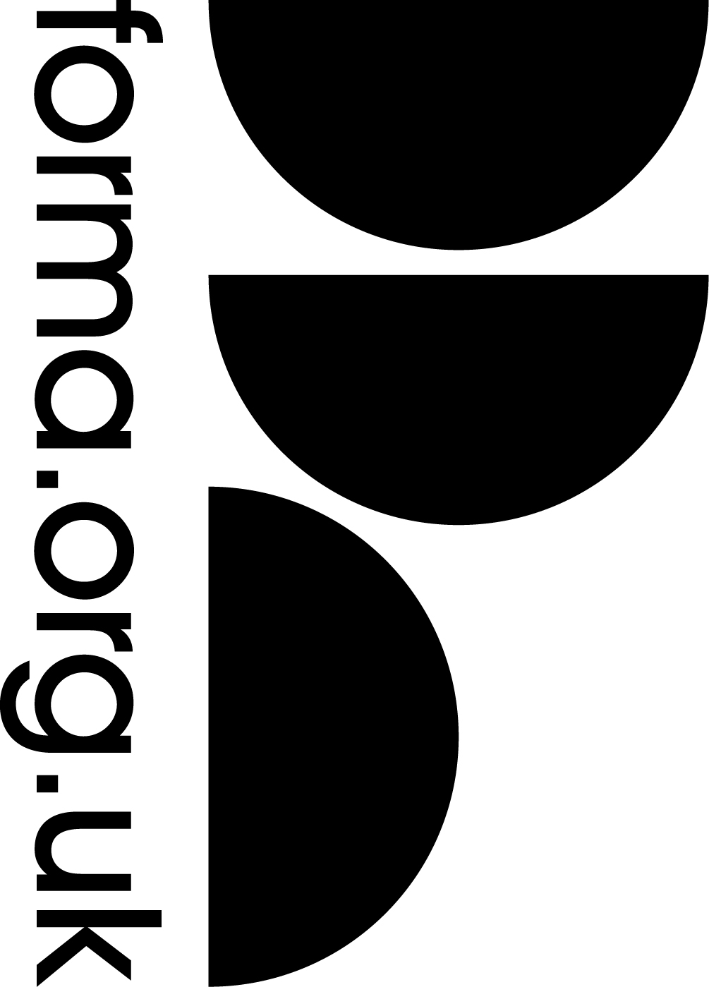 logo for Forma. Website forma.org.uk running vertically against three semi-circles.