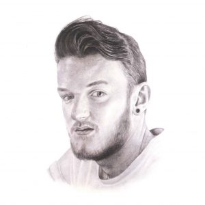 Pencil drawing of the side profile head and shoulders of a bearded man.