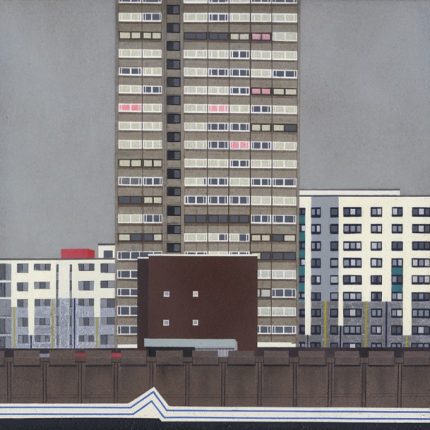 Painting of tower blocks.