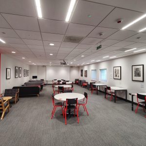 installation shot of the Albert Adams exhibition in the Clifford Whitworth library.