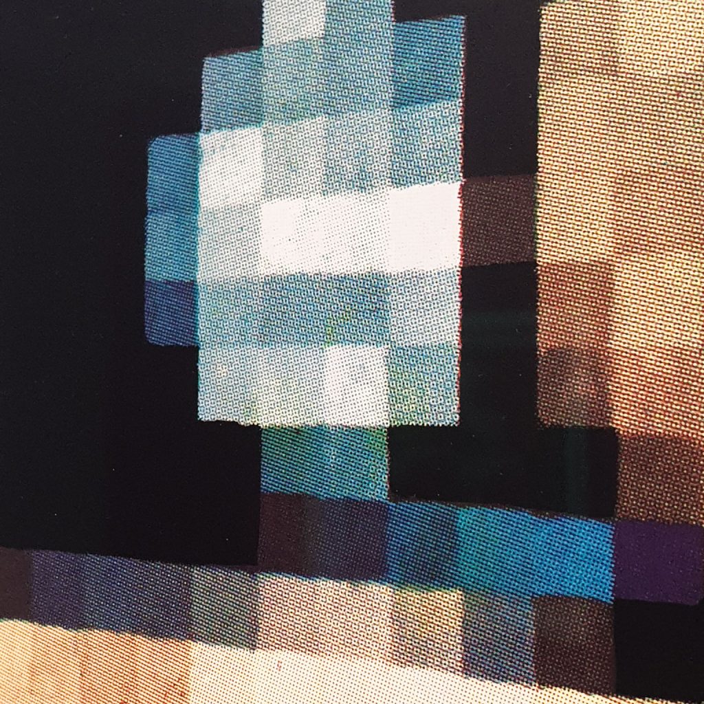 An close-up shot of G. Tucker's "Monty" in the 'Mediated Realities' exhibition in the New Adelphi Exhibition Gallery.