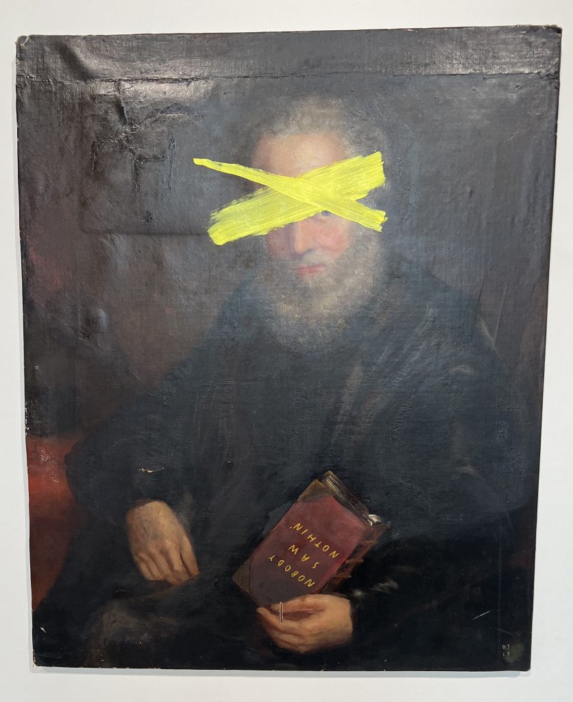 Image of collage on a canvas painting