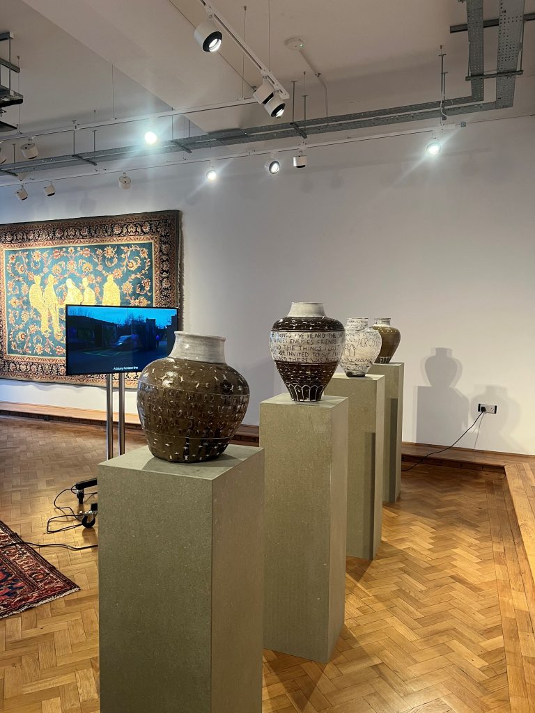 Ceramic artwork installation in gallery