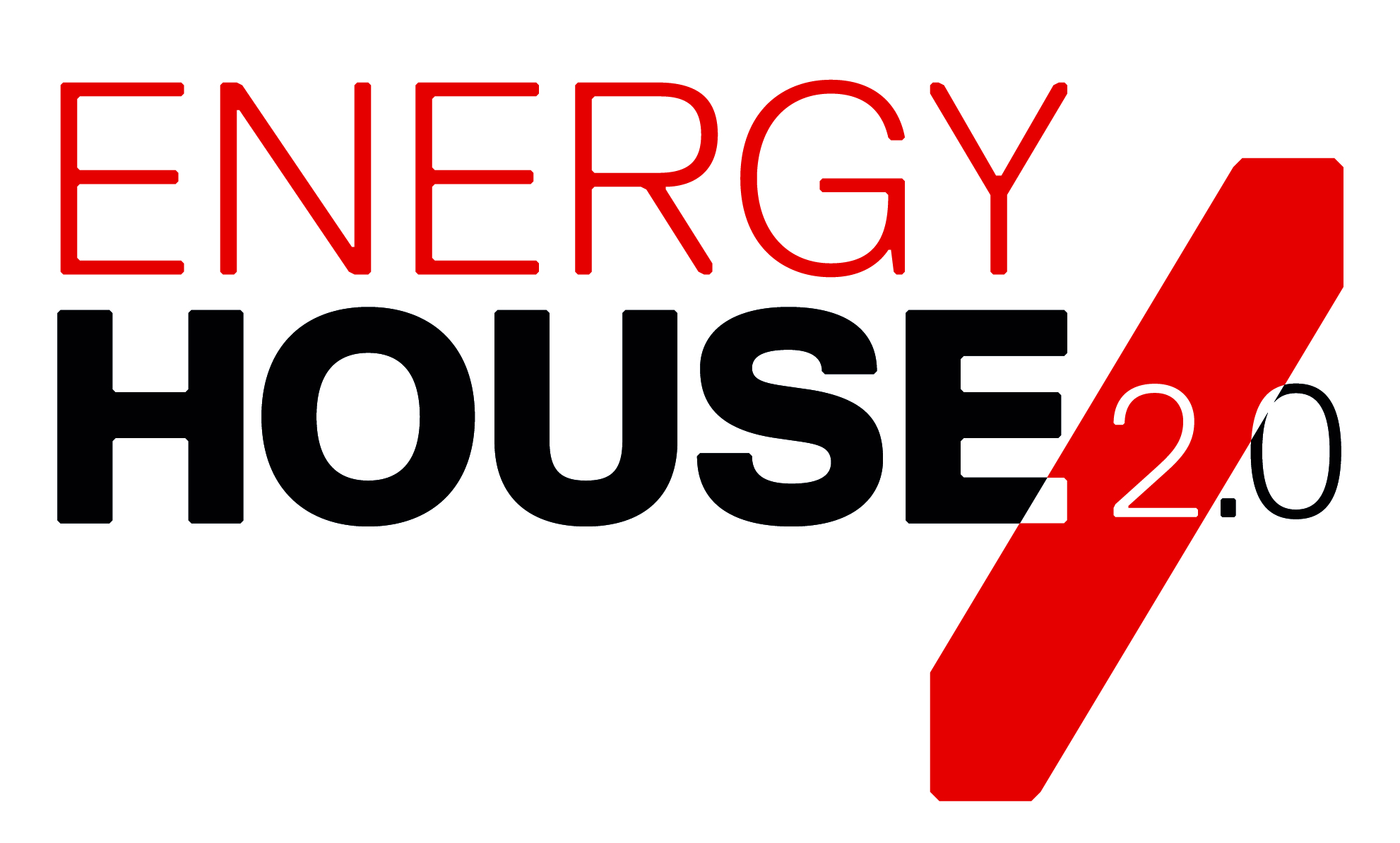 Energy House 2.0 Logo, black and red text in block capitals.
